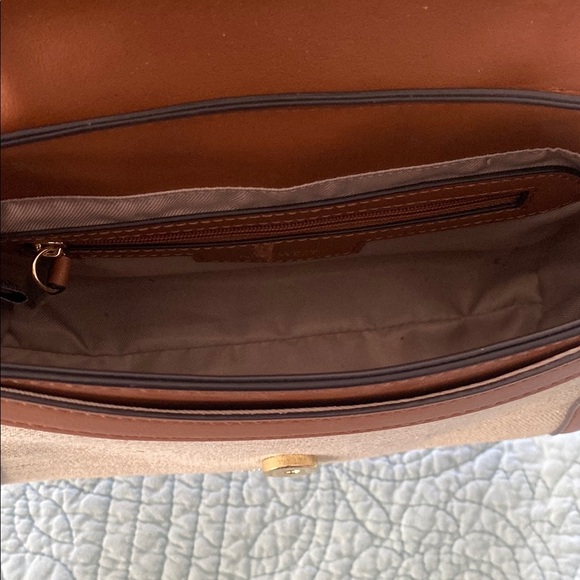 NWOT Nine West Crossbody Bag in Brown and Cream with Structured Design - Picture 6 of 8